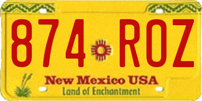 NM license plate 874ROZ