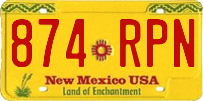 NM license plate 874RPN