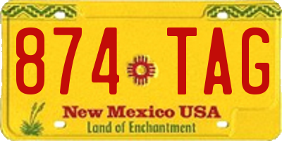 NM license plate 874TAG