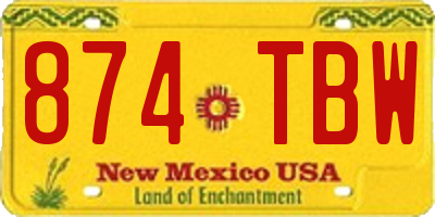 NM license plate 874TBW
