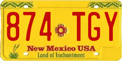 NM license plate 874TGY