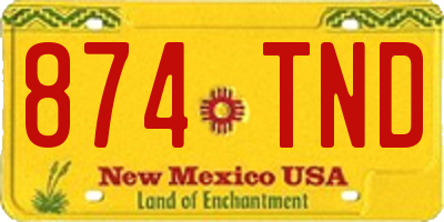 NM license plate 874TND