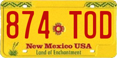 NM license plate 874TOD