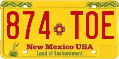 NM license plate 874TOE