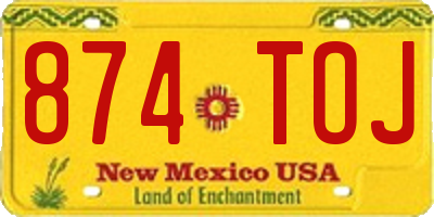 NM license plate 874TOJ