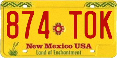 NM license plate 874TOK
