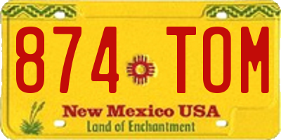 NM license plate 874TOM