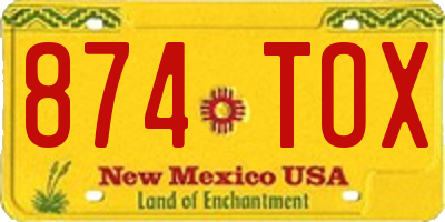 NM license plate 874TOX