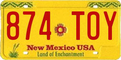 NM license plate 874TOY