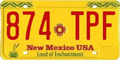 NM license plate 874TPF