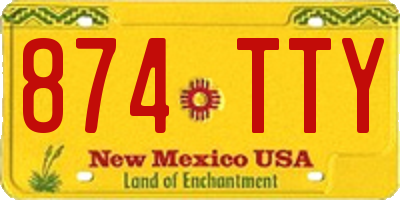 NM license plate 874TTY
