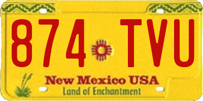 NM license plate 874TVU