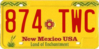 NM license plate 874TWC