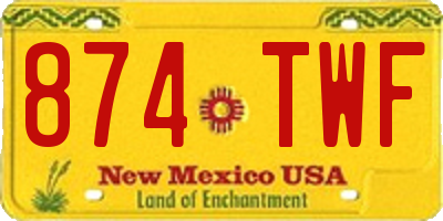 NM license plate 874TWF