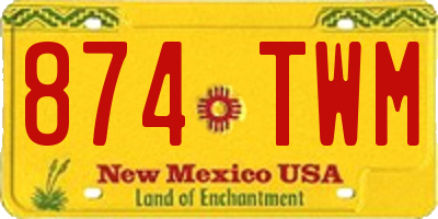 NM license plate 874TWM