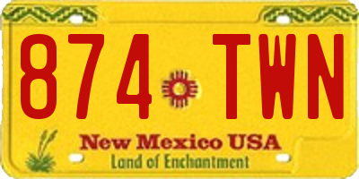 NM license plate 874TWN