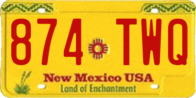 NM license plate 874TWQ