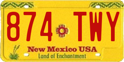 NM license plate 874TWY