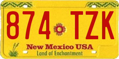 NM license plate 874TZK