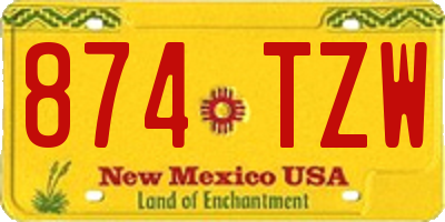 NM license plate 874TZW