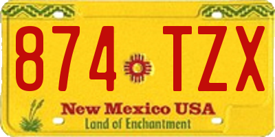 NM license plate 874TZX