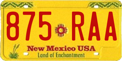 NM license plate 875RAA