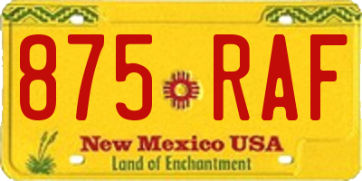 NM license plate 875RAF