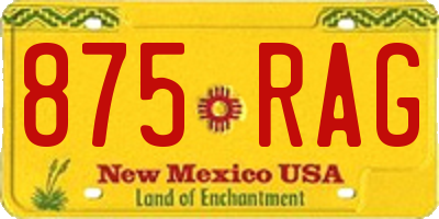 NM license plate 875RAG