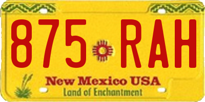 NM license plate 875RAH