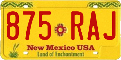 NM license plate 875RAJ