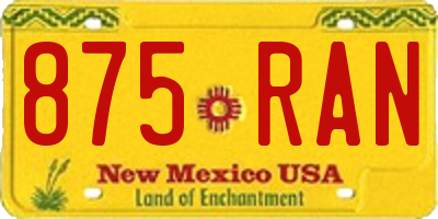 NM license plate 875RAN