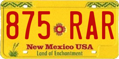 NM license plate 875RAR