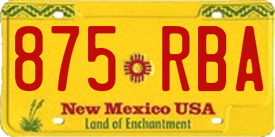 NM license plate 875RBA