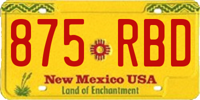 NM license plate 875RBD