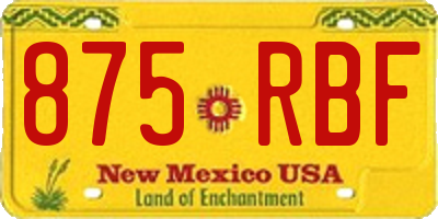 NM license plate 875RBF