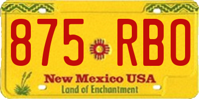 NM license plate 875RBO