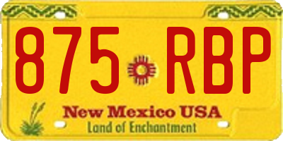 NM license plate 875RBP