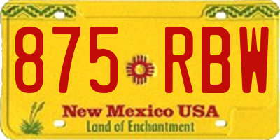 NM license plate 875RBW