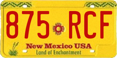 NM license plate 875RCF