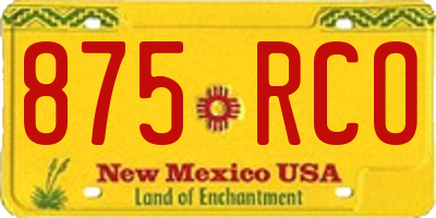 NM license plate 875RCO
