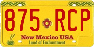 NM license plate 875RCP