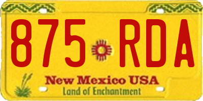 NM license plate 875RDA