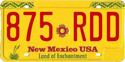 NM license plate 875RDD