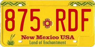 NM license plate 875RDF