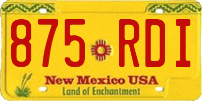 NM license plate 875RDI