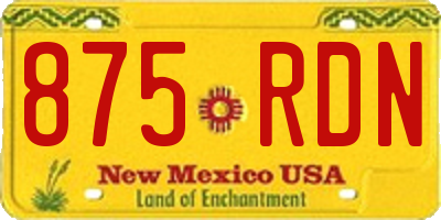 NM license plate 875RDN