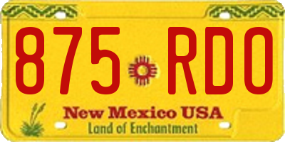 NM license plate 875RDO