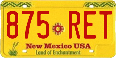 NM license plate 875RET