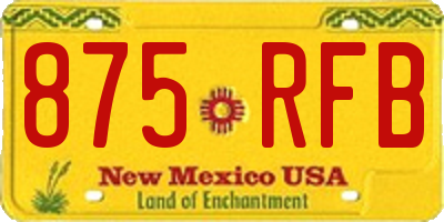 NM license plate 875RFB