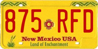 NM license plate 875RFD